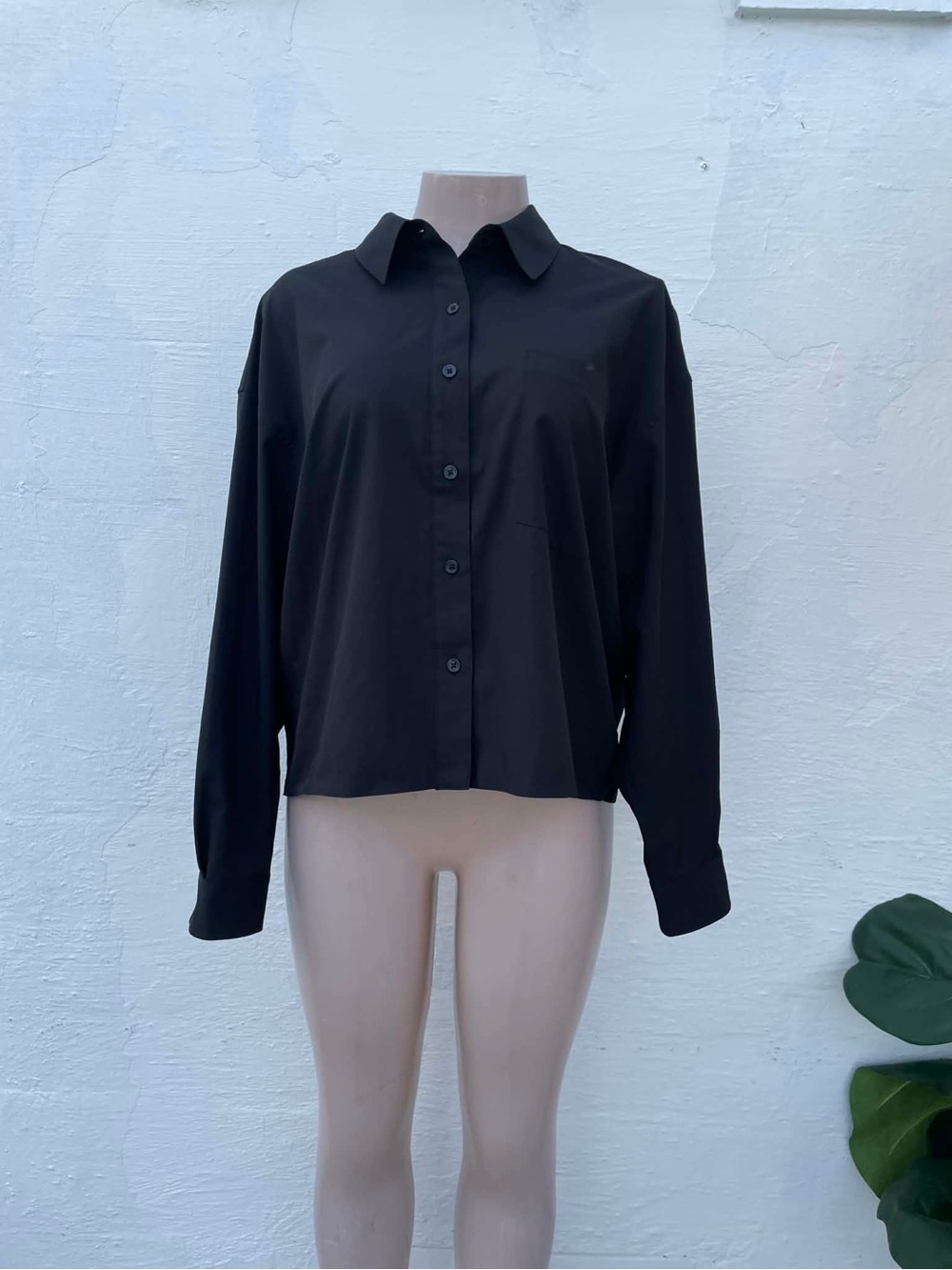 Athleta Black Button-Front Shirt